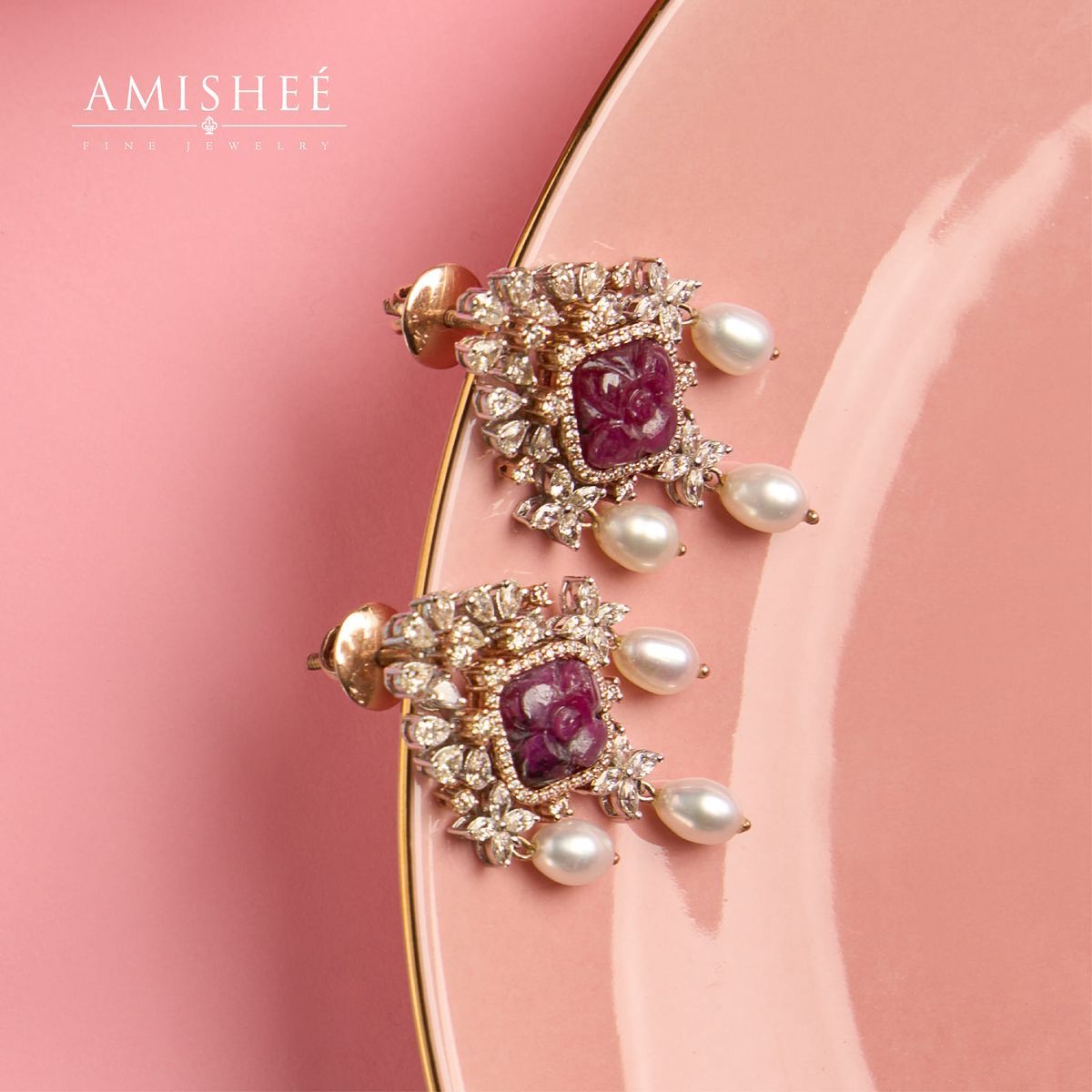 Image of Drop Earrings with Precious Stones