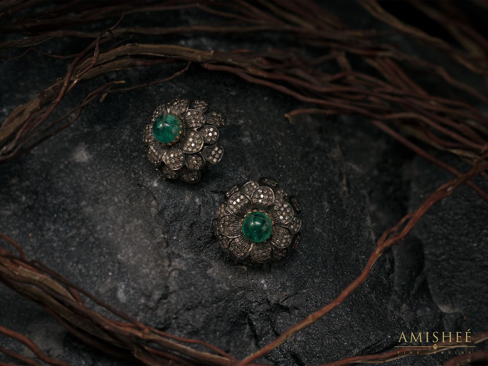 Image of Sterling Silver Earrings with Precious Stones