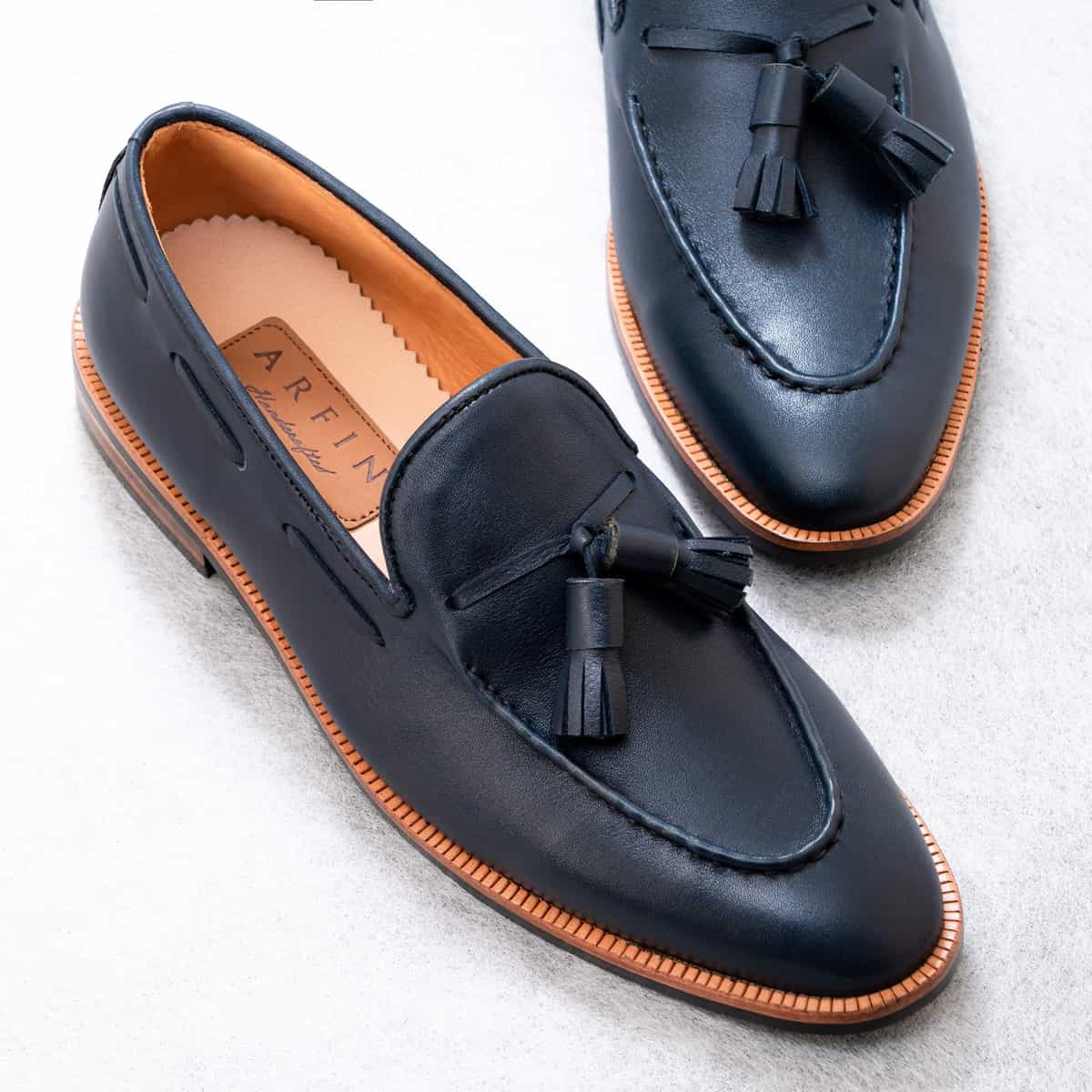 Navy Blue Interlaced Tassel Loafer Image