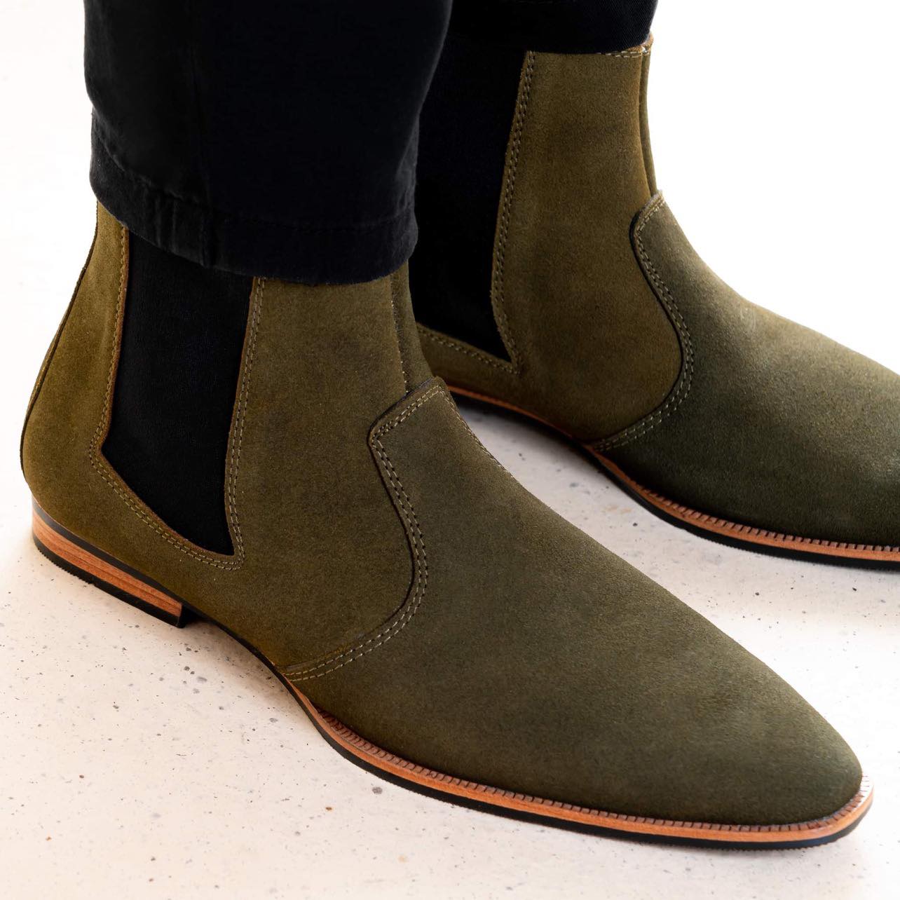 Olive Suede Chelsea Boot Image