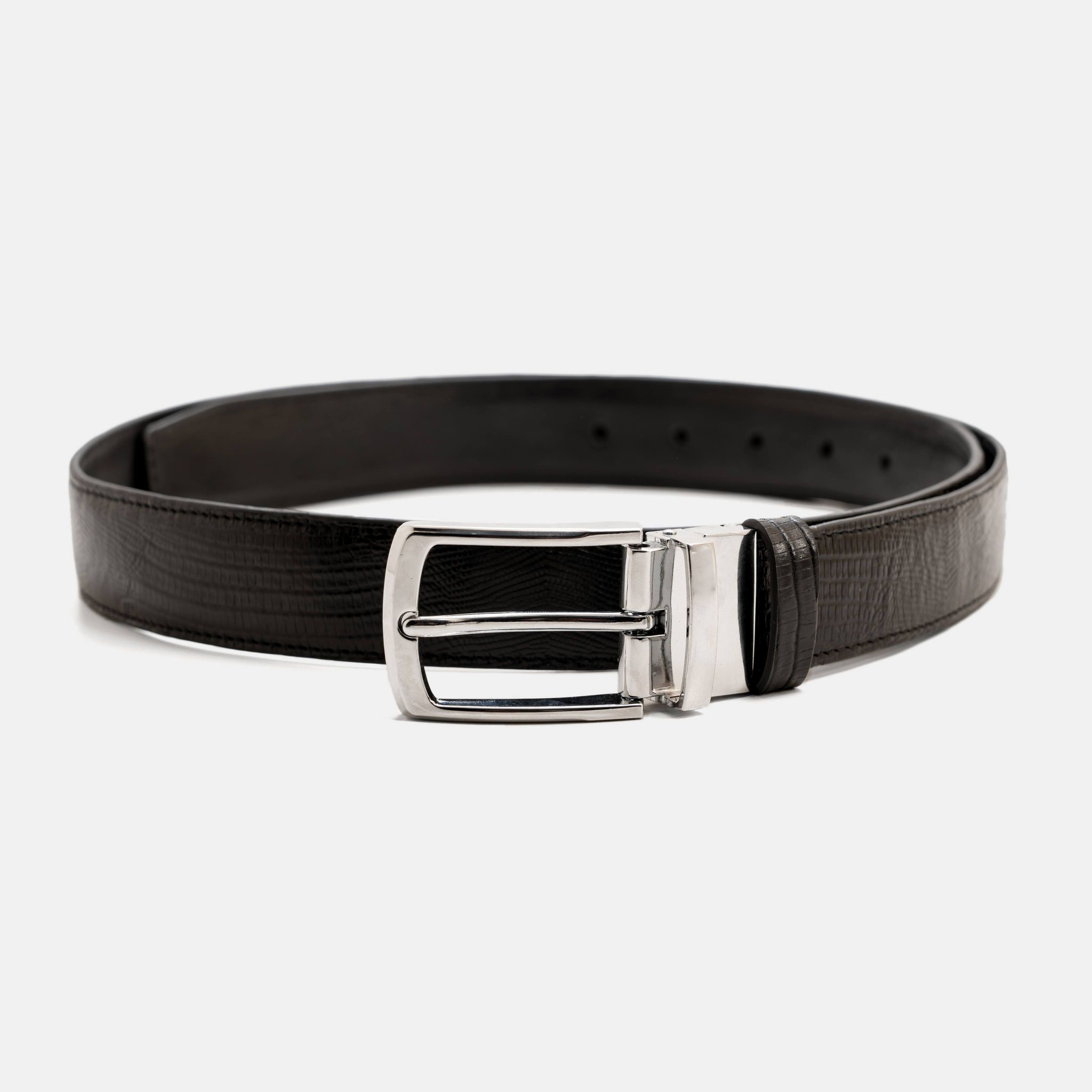 Textured Belt with Glossy Buckle Image