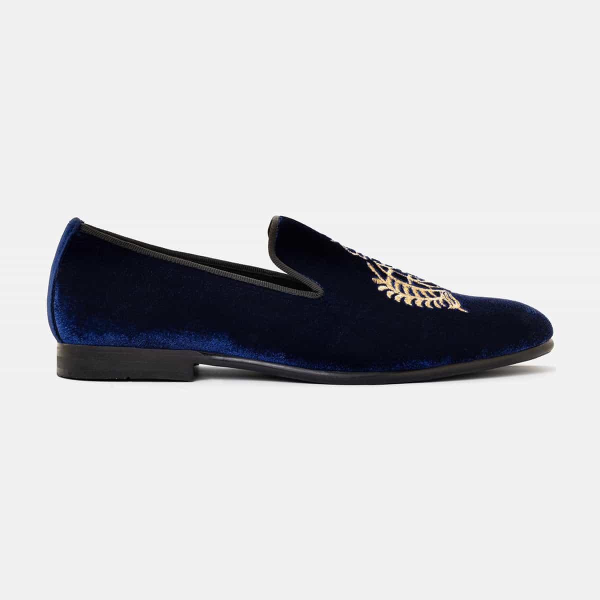 Eagle Crowned Zardozi Velvet Slip-On