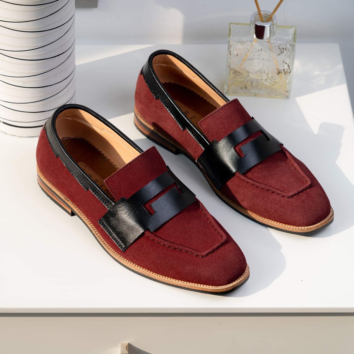 Maroon Suede Penny Loafer Image