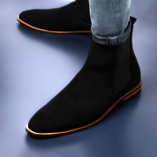 Black Plain Suede Boot Image