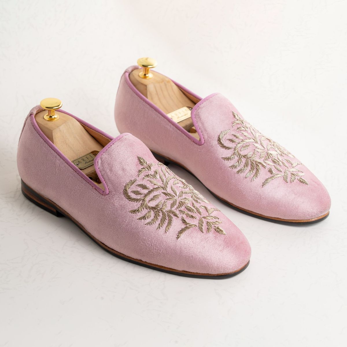 Pink Damask Velvet Loafer Image
