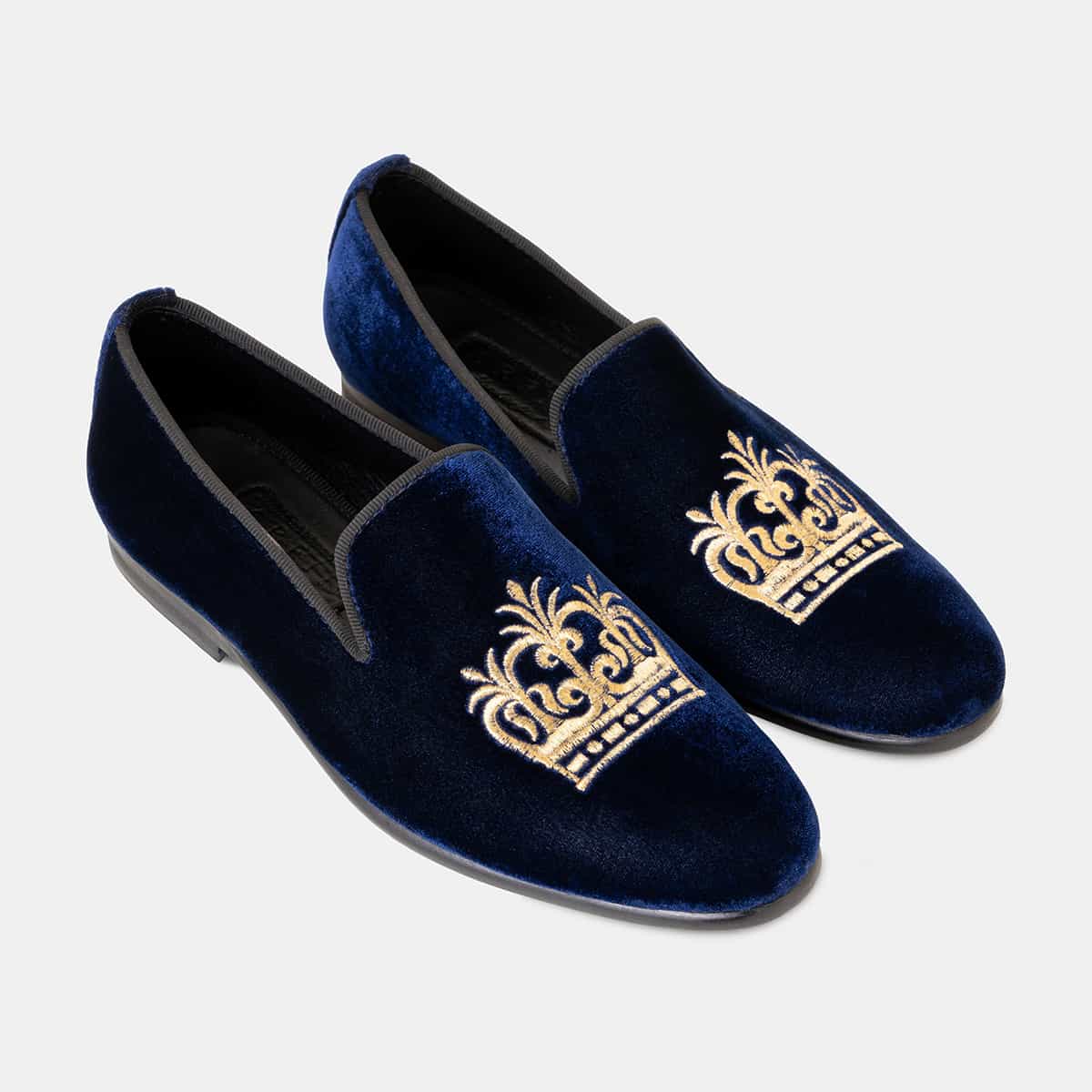 Golden Crown Velvet Slip-On