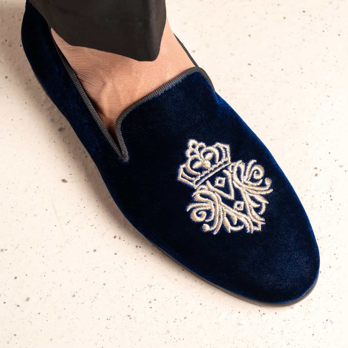 Imperial Crown Blue Velvet Slip-On Image