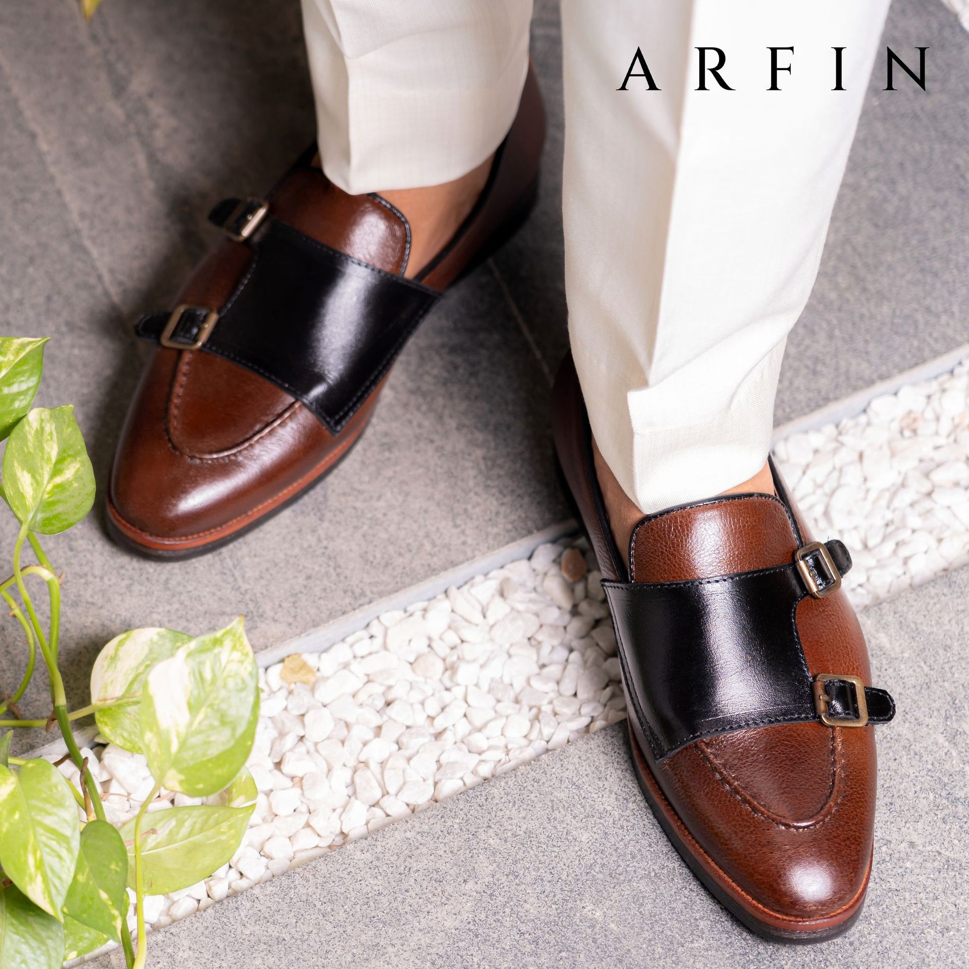 Coffee Square Double Monk Loafer Image