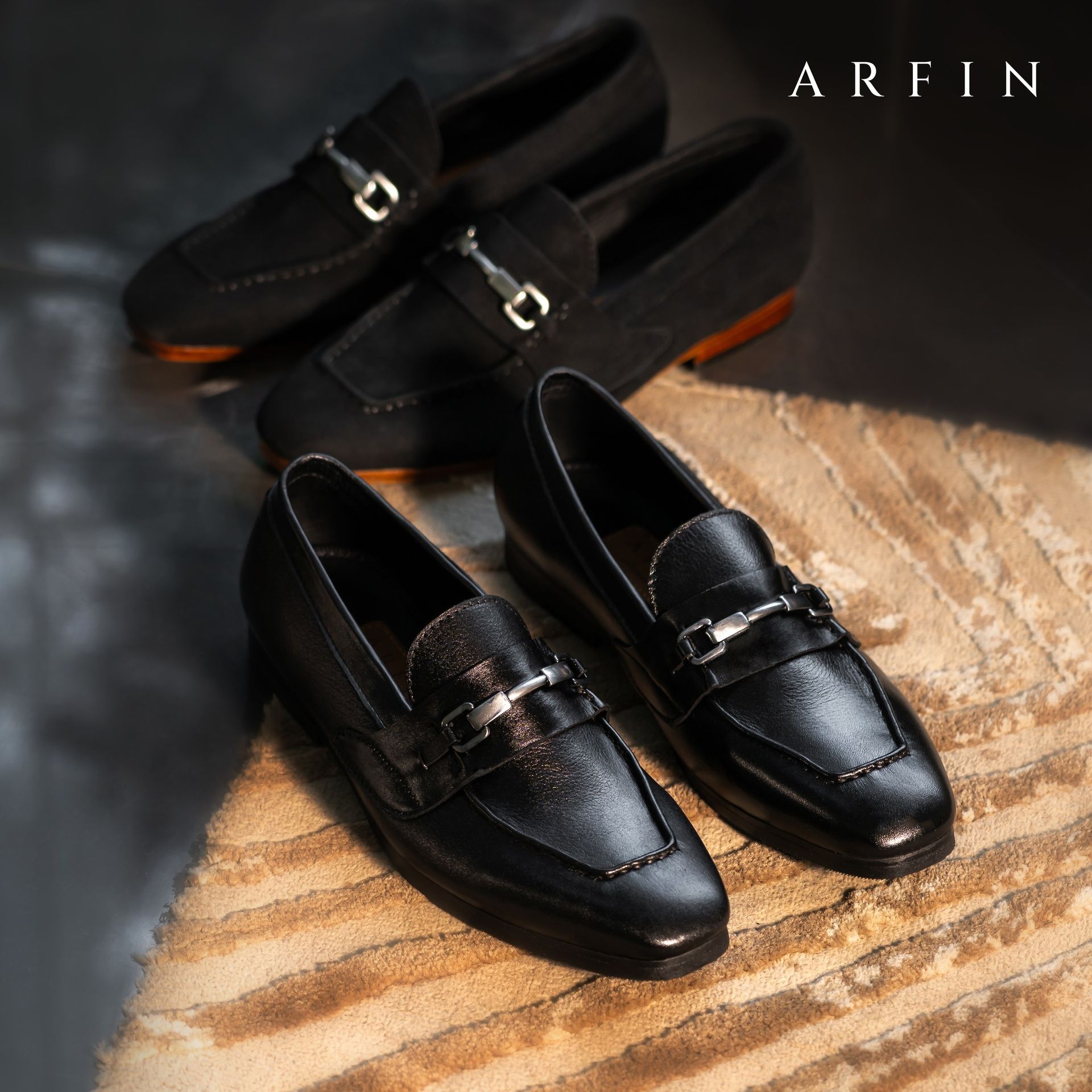 Black Steel Horsebit Loafer Image