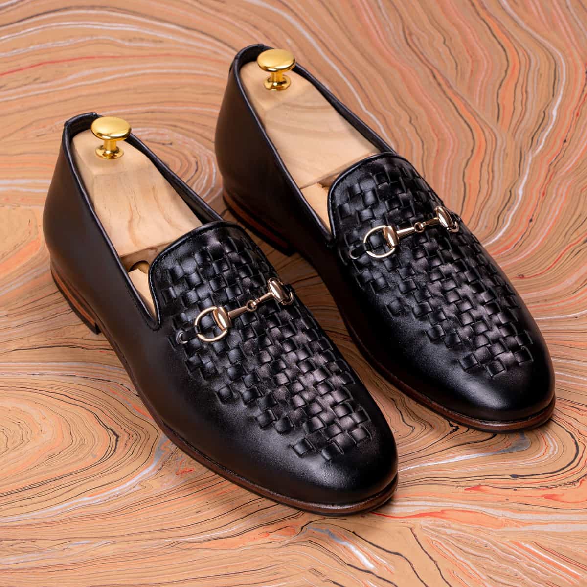 Black Horse-bit Loafer with Braiding Image