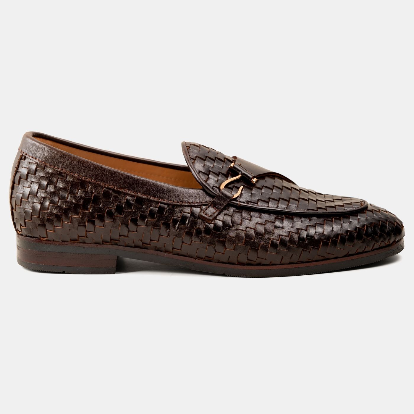 Single Hook-Strap Braided Brown Loafer