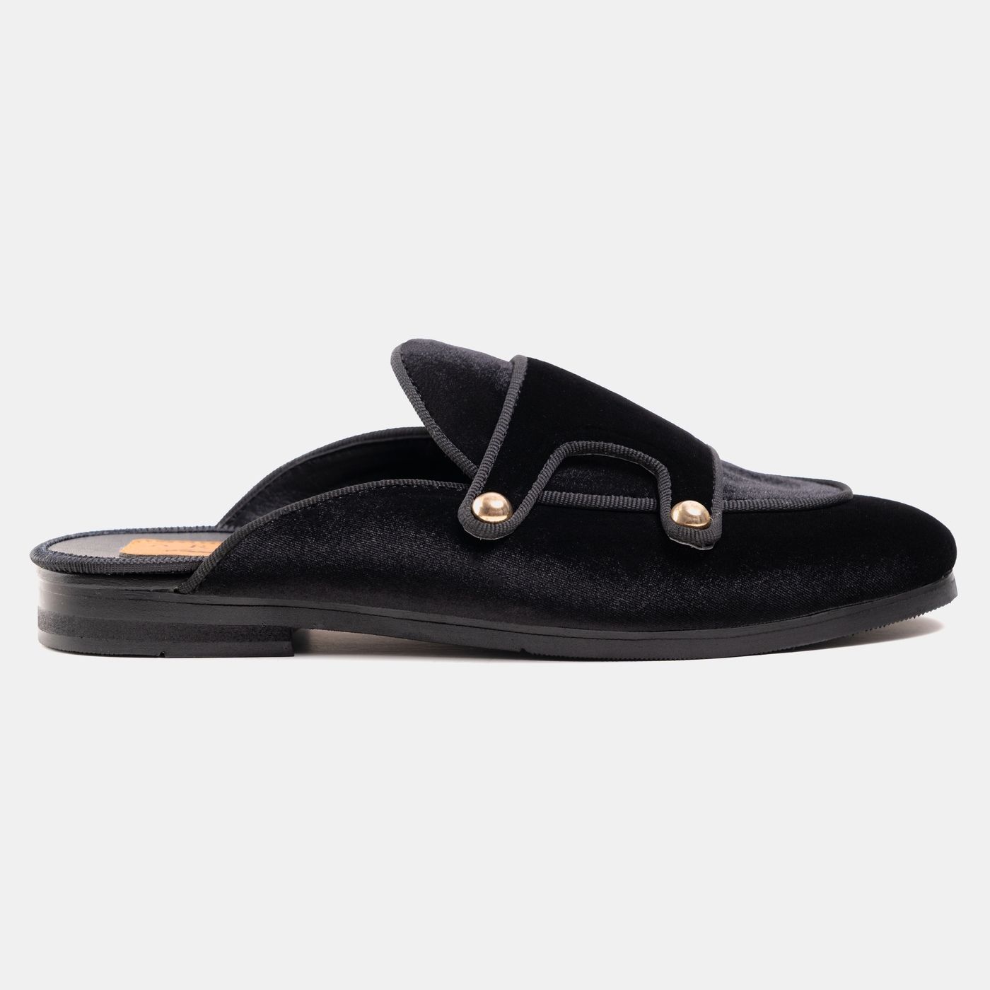 Velvet Double Monk Buttoned Half Shoe