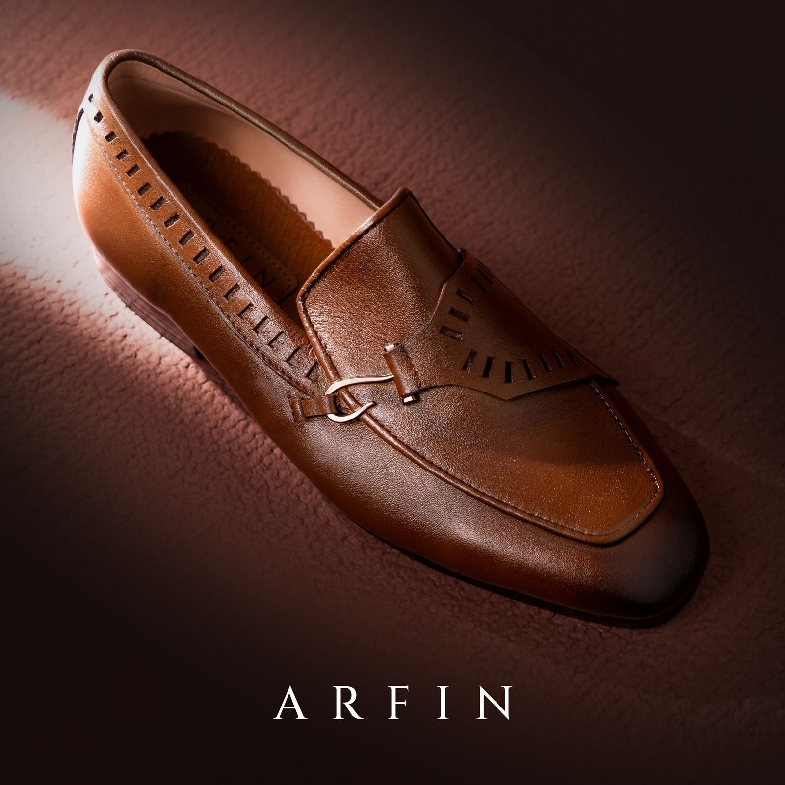 Brown Brogue Hook Strap Loafer Image