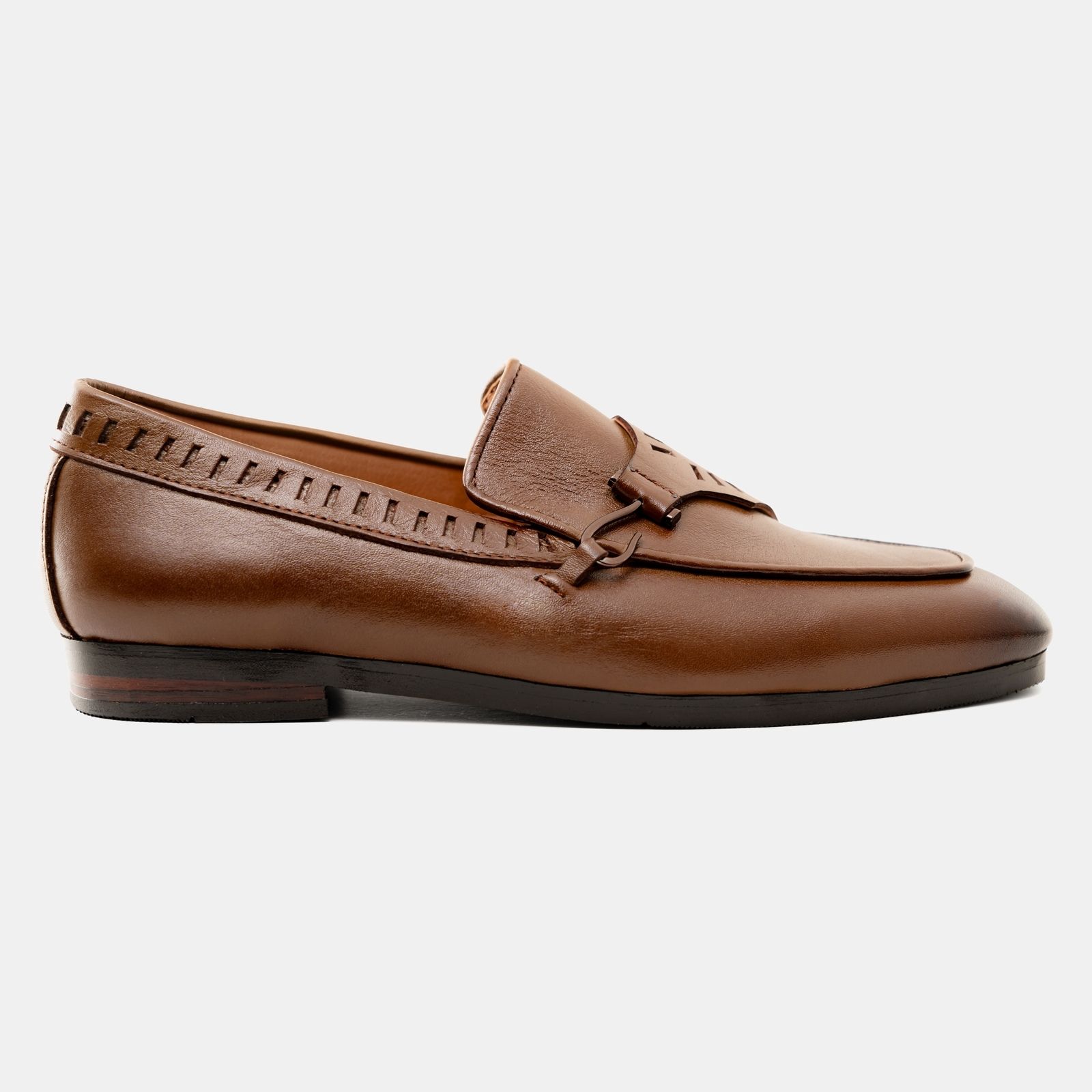 Brown Brogue Hook Strap Loafer