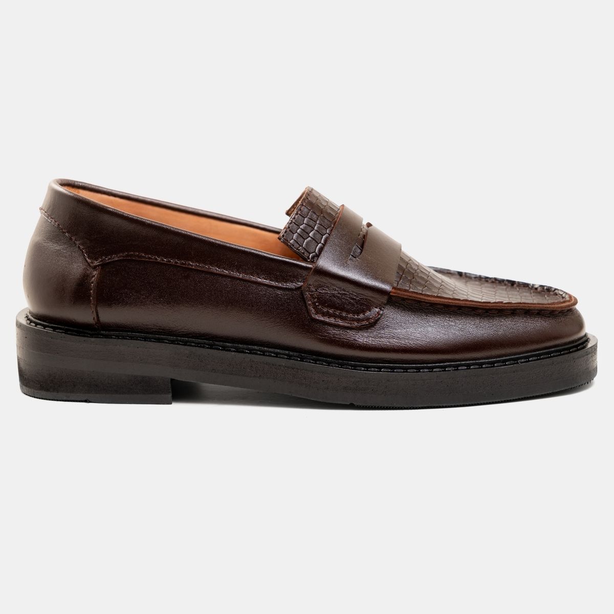 Elevated Croco Brown Penny Loafer