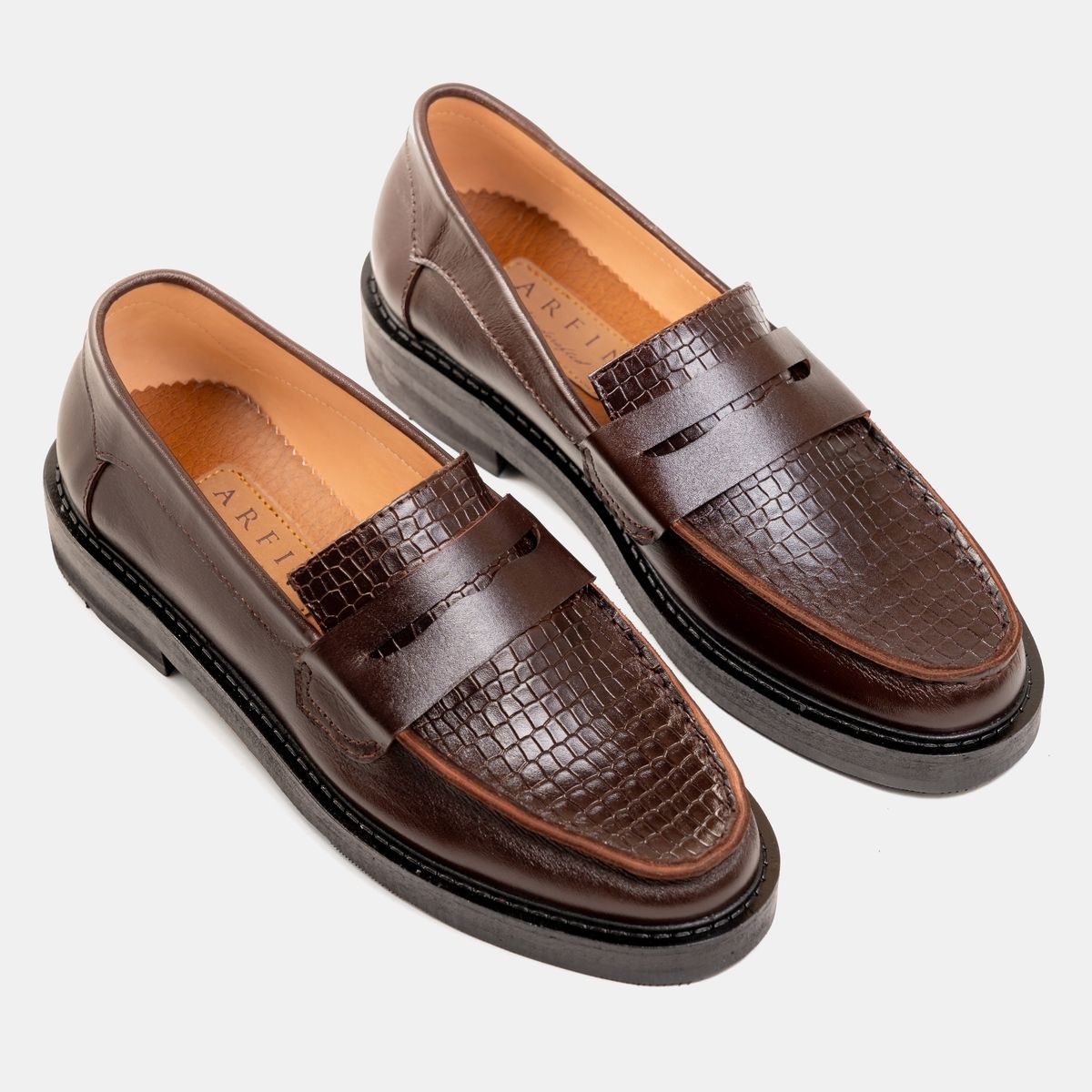 Elevated Croco Brown Penny Loafer