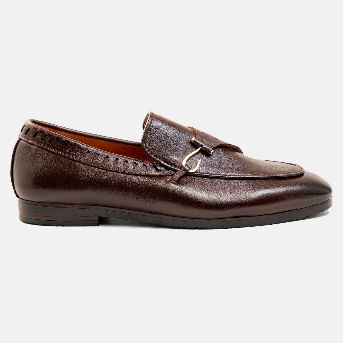 Cocoa Metallic Hook Strap Loafer