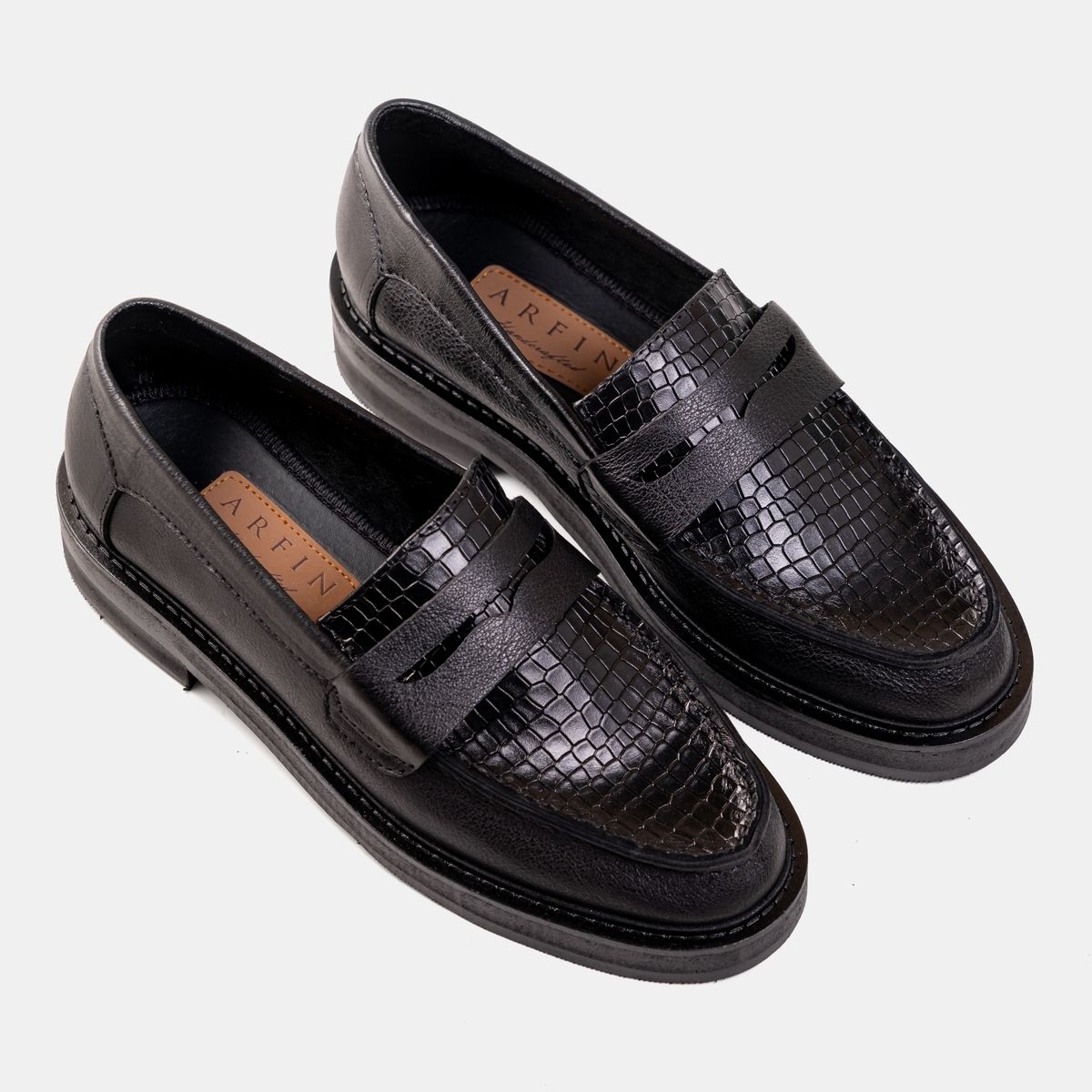 Elevated Croco Black Penny Loafer