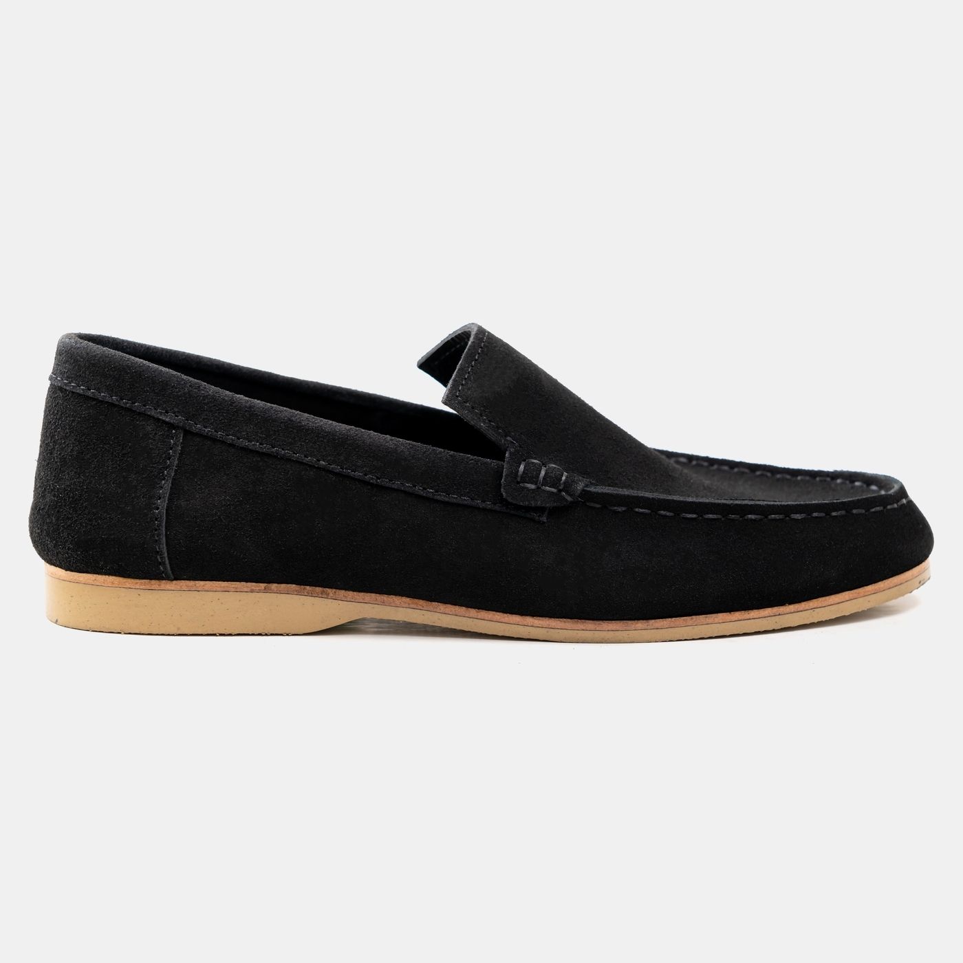 Suede Moc Toe Loafers in Black