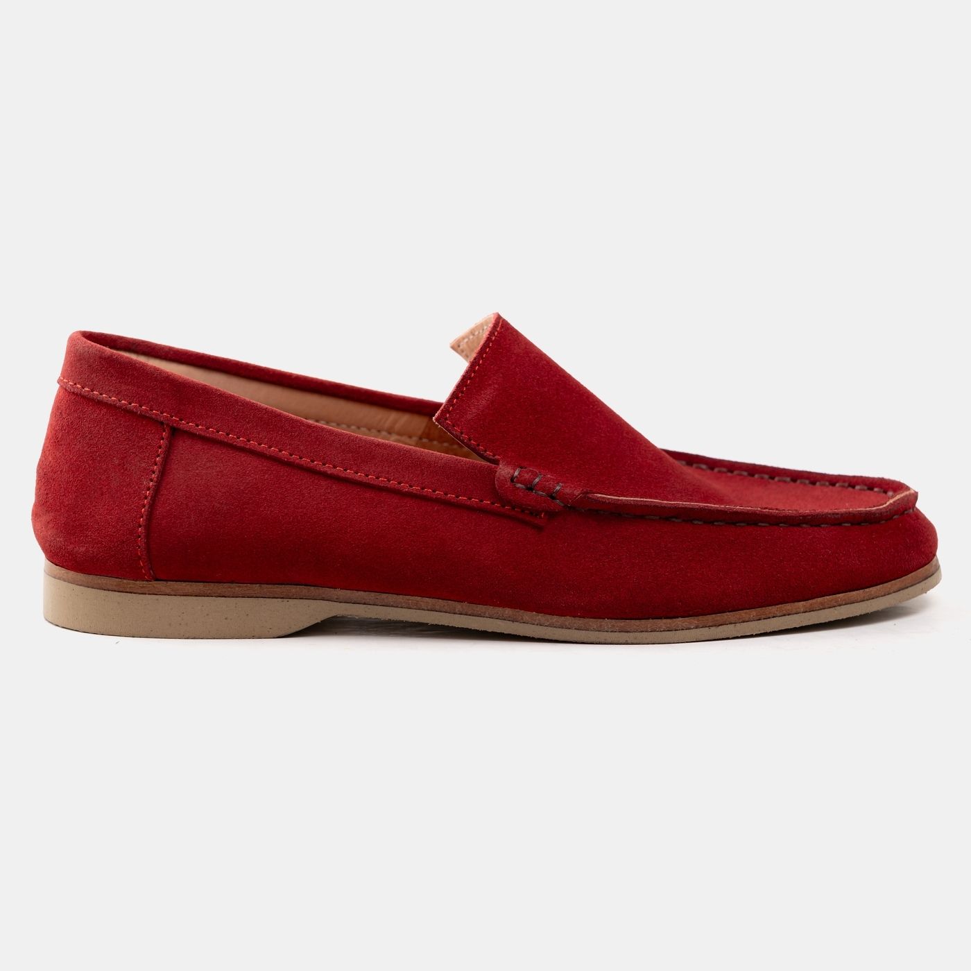 Suede Moc Toe Loafers in Maroon