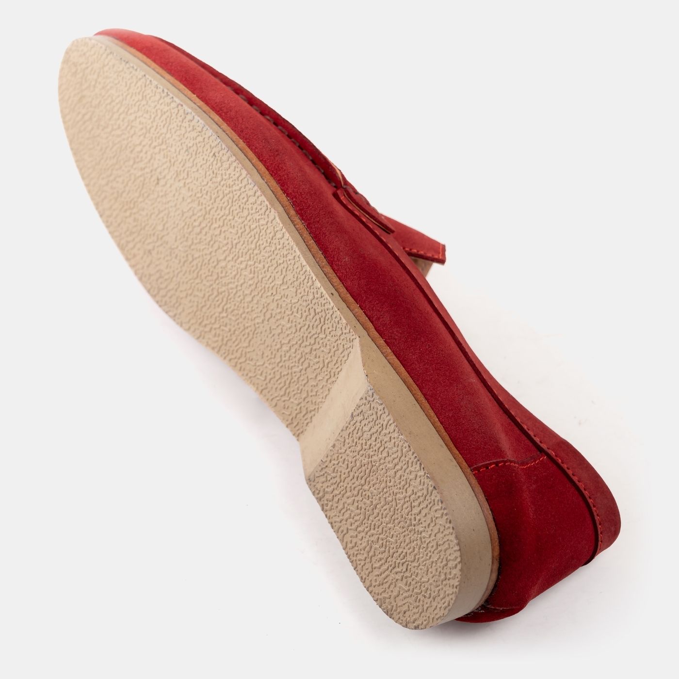 Suede Moc Toe Loafers in Maroon Image