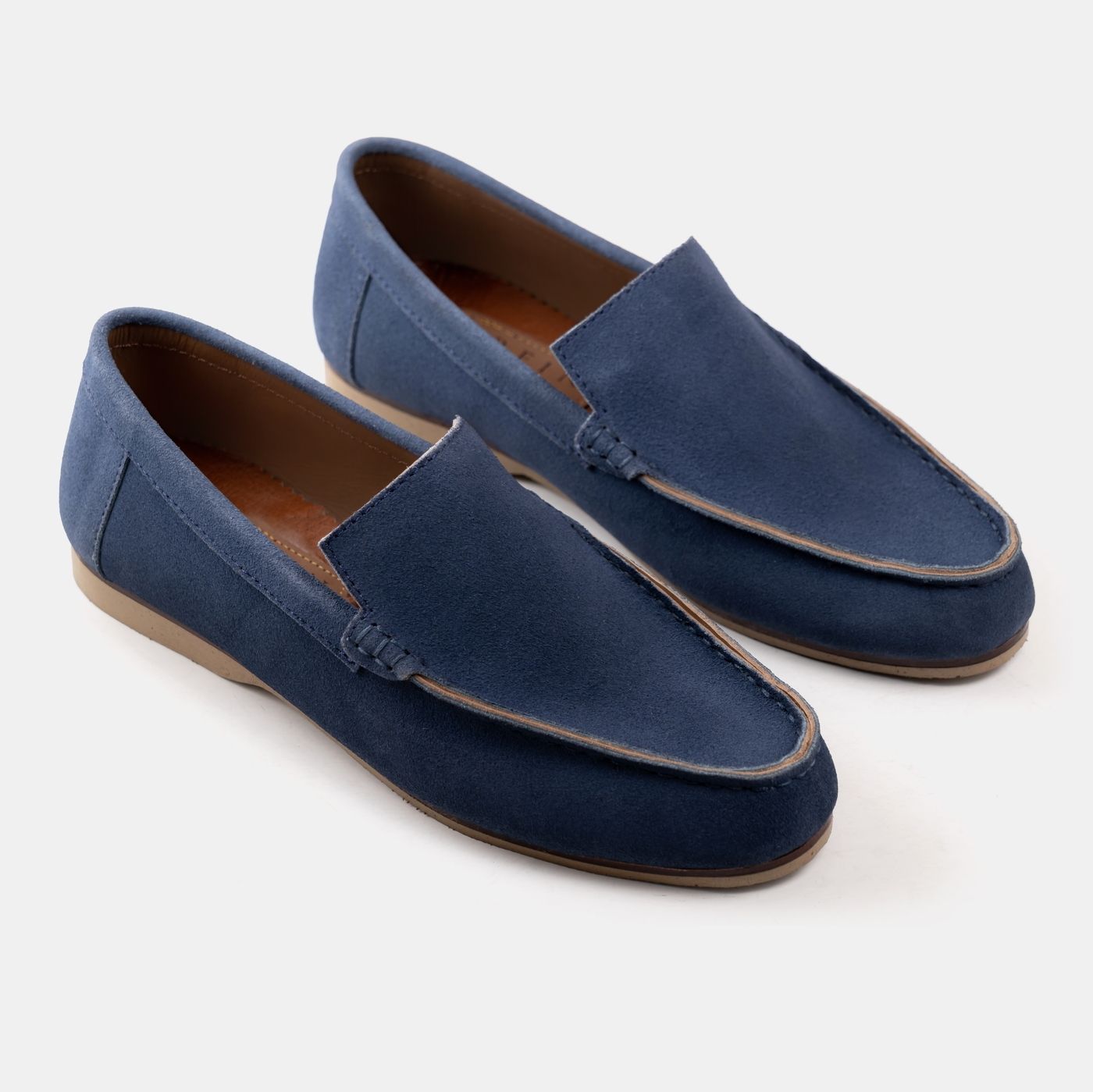 Suede Moc Toe Loafers in Blue