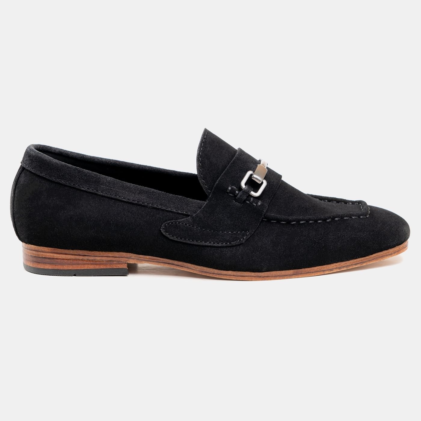 Suede Steel Bit Loafers Black