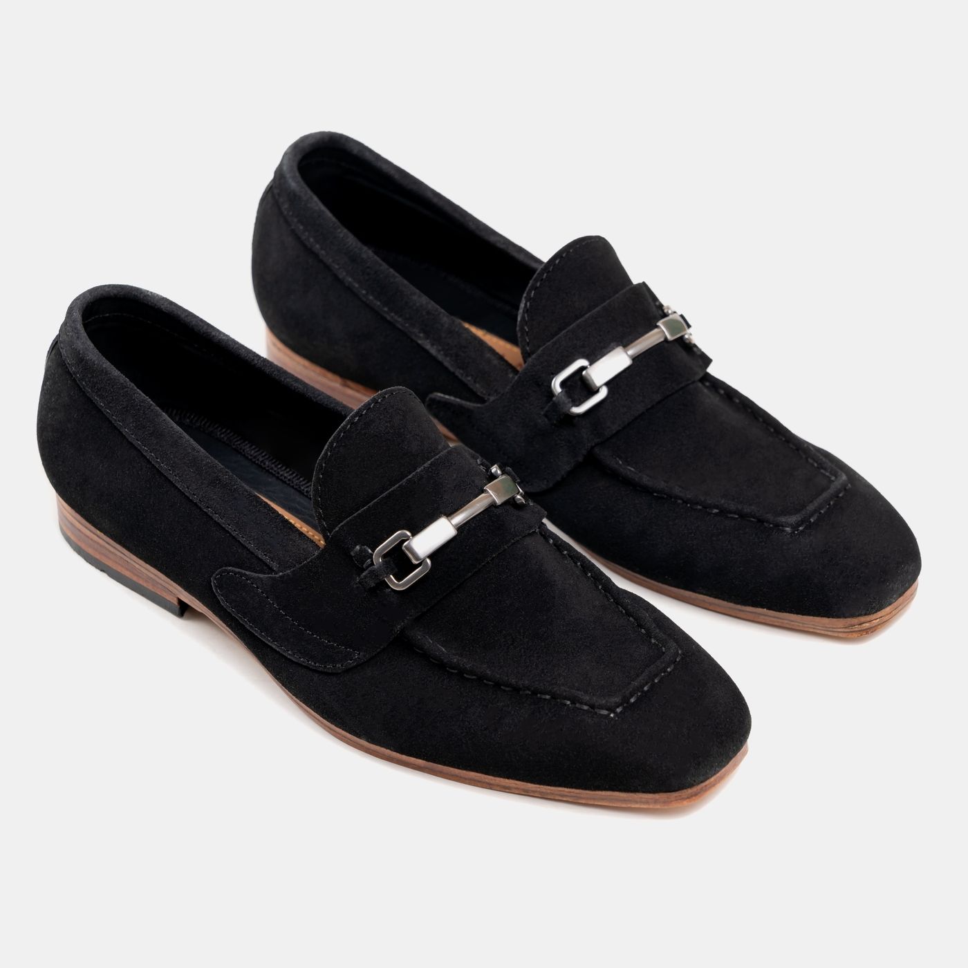 Suede Steel Bit Loafers Black