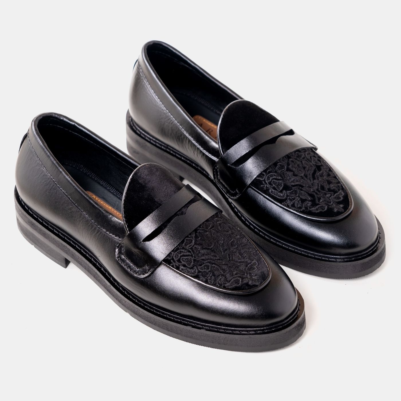  Signature Embroidery Penny Loafer Black