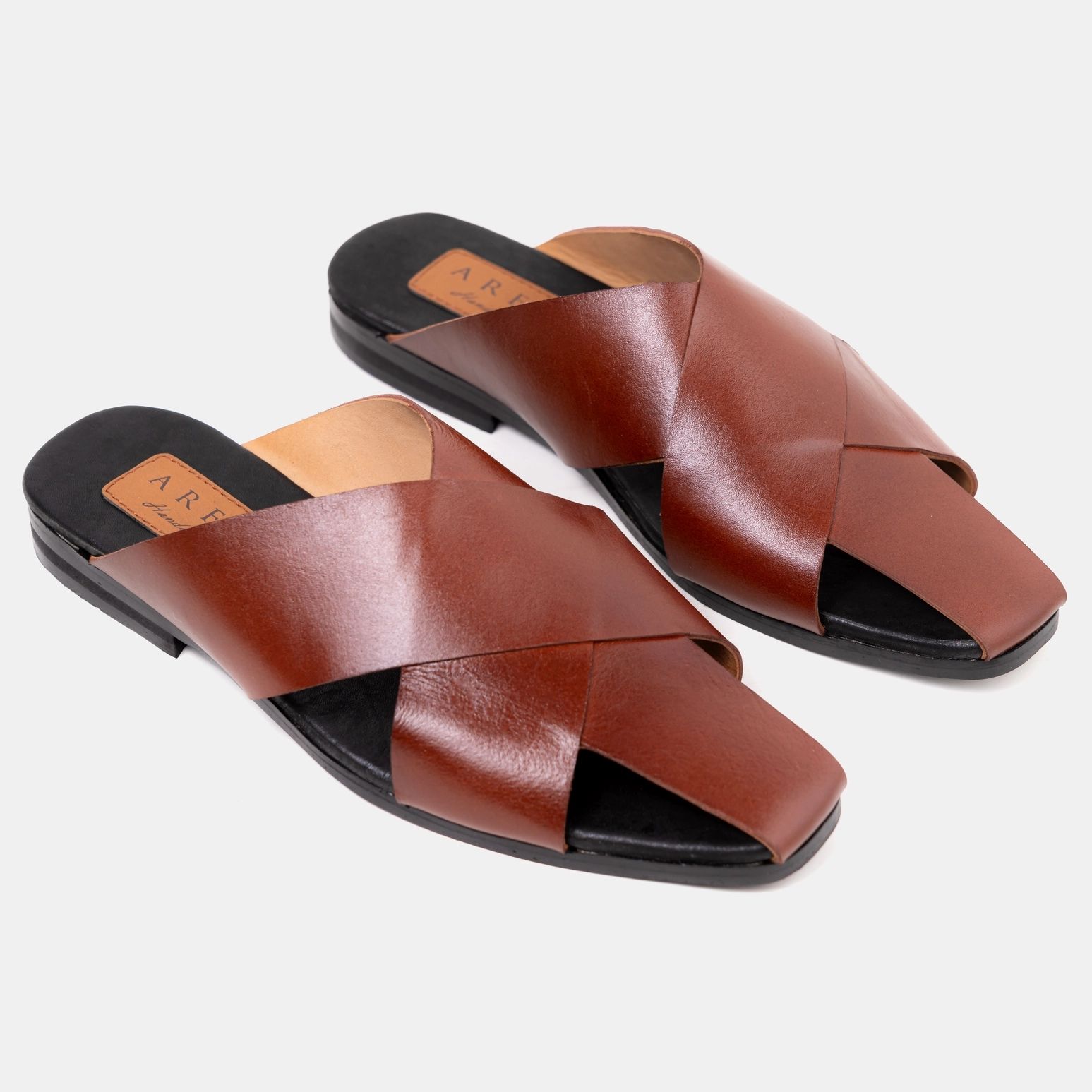 Cross Sandal Shoe Brown 