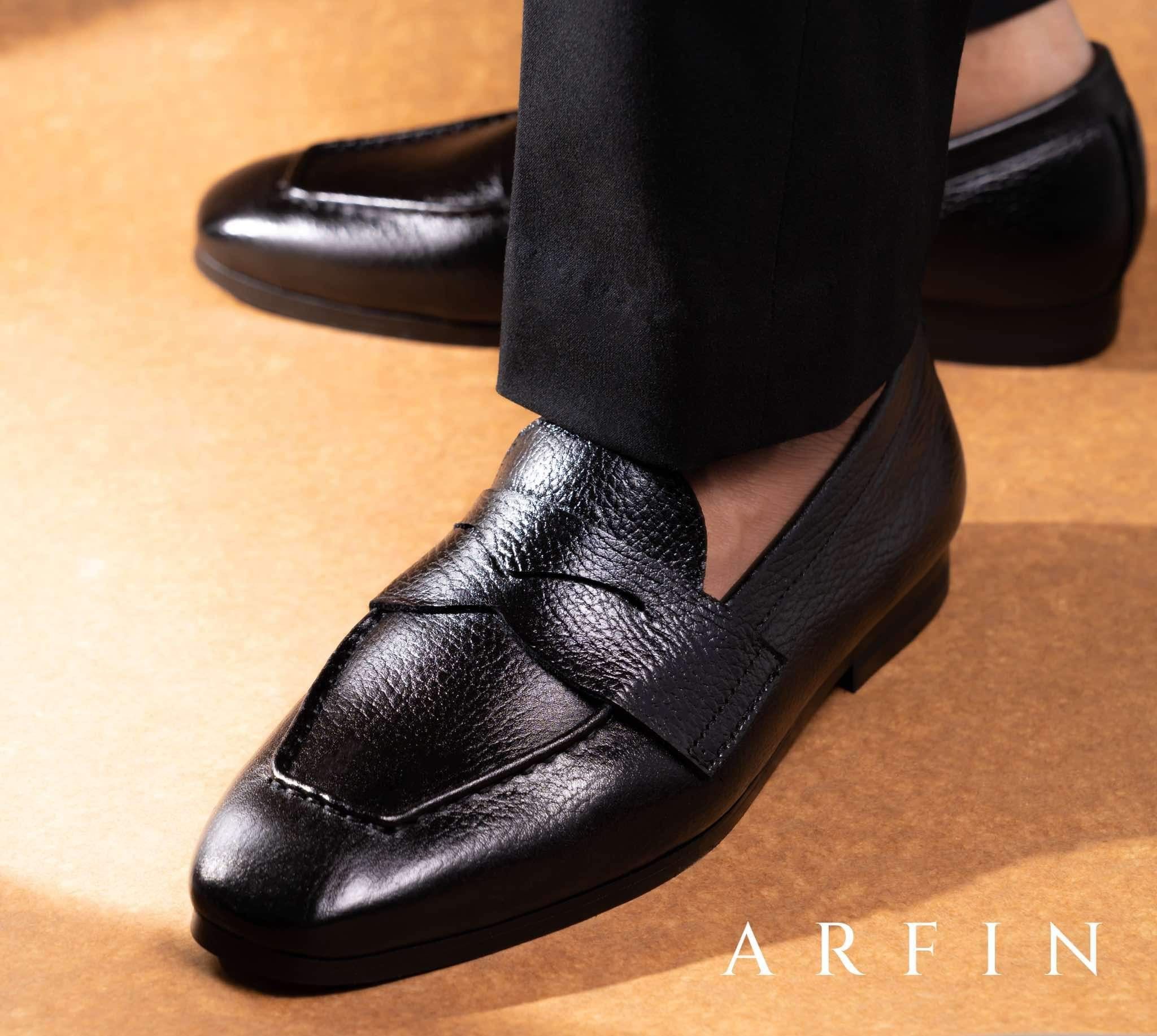 Black Square-Toe Penny Loafer Image