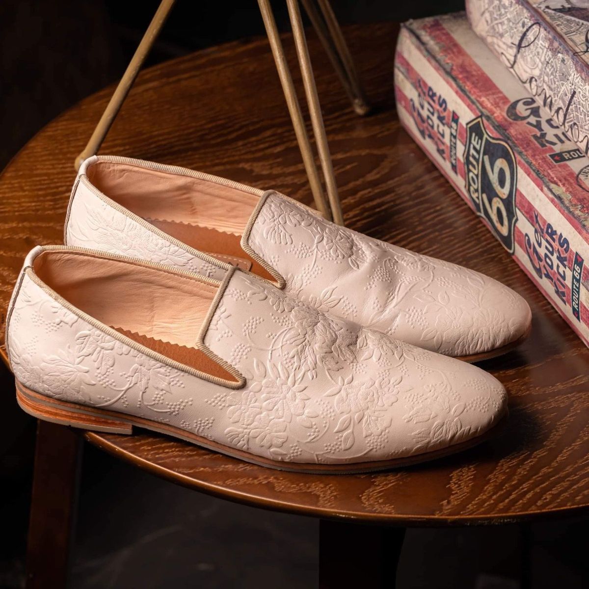 White Embossed Shoe Image