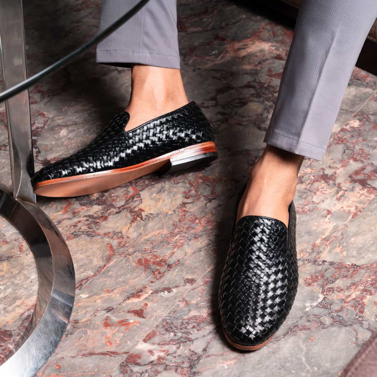 Cross-Braided Loafer in Black Image