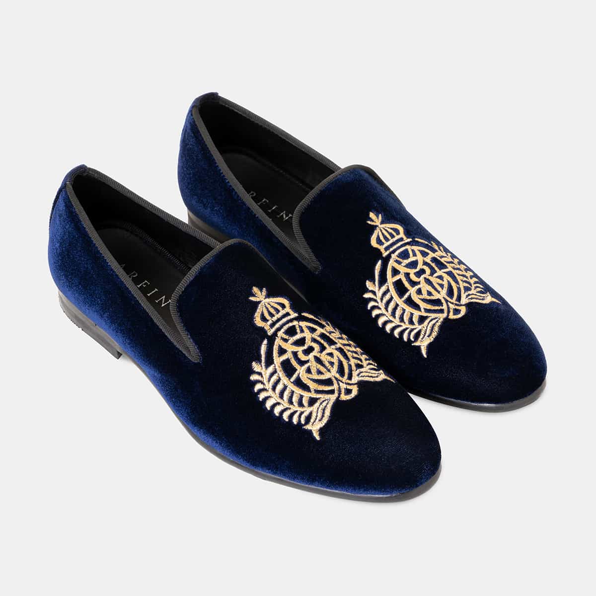 Eagle Crowned Zardozi Velvet Slip-On