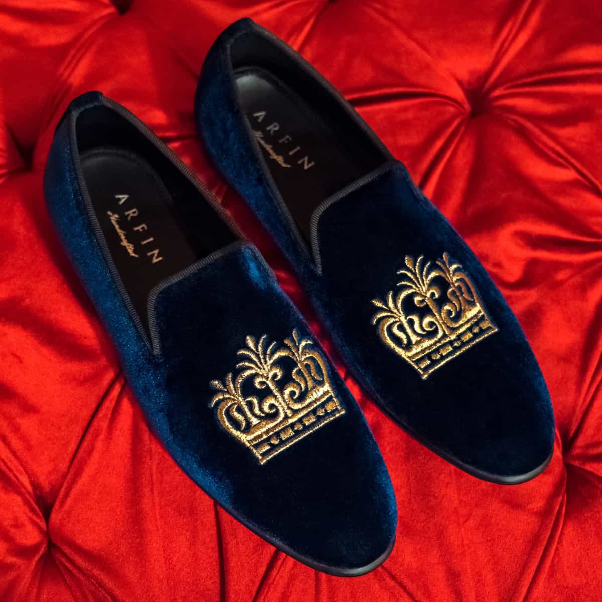 Golden Crown Velvet Slip-On Image